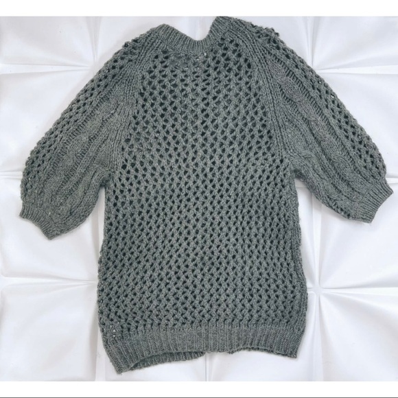 Joie Sz S Wool Acrylic Gray Open Cable Knit Cardigan Chunky Sweater Womens - Picture 4 of 6